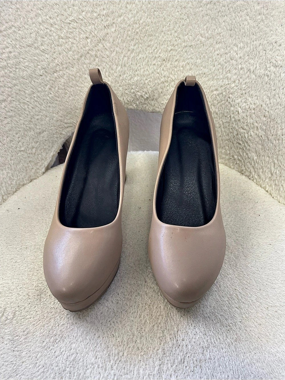 Nude Block Heel Pumps